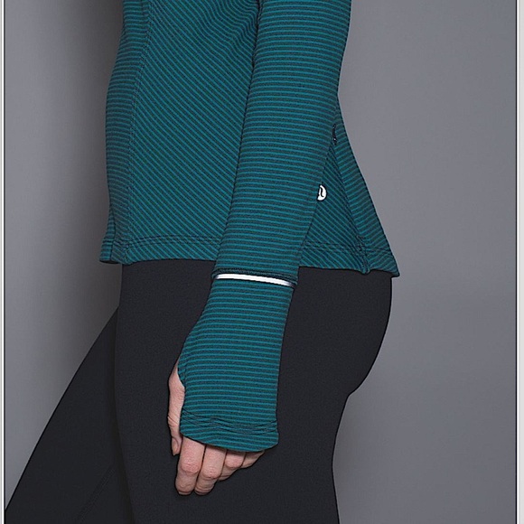 Lululemon Kanto Catch Me Long Sleeve Mini Pop Stripe Top Size 4 Teal/Dark Fuel - Picture 4 of 15